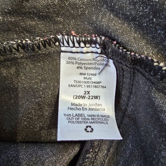 NWT Terra & Sky Women's Black Floral Skinny Mid Rise Pants Leggings size 2X - Picture 13 of 13